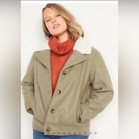 Size 2x Old Navy Soft Brushed Shearling Trim Jacket - Picture 5 of 9